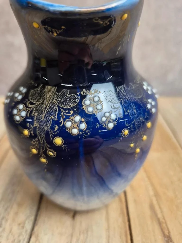 Petit pot a lait antiguo Kg Lunéville azul cobalto decoración esmaltada en relieve – photo 7